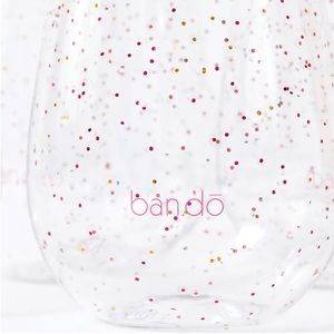 ban.do NIB Acrylic Stemless Wine Glasses. Set of 4 Red Pink Gold Glitter